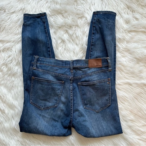 Madewell High Riser Skinny Dark Wash Distressed Ripped Denim Jeans Size 28 - Picture 5 of 6